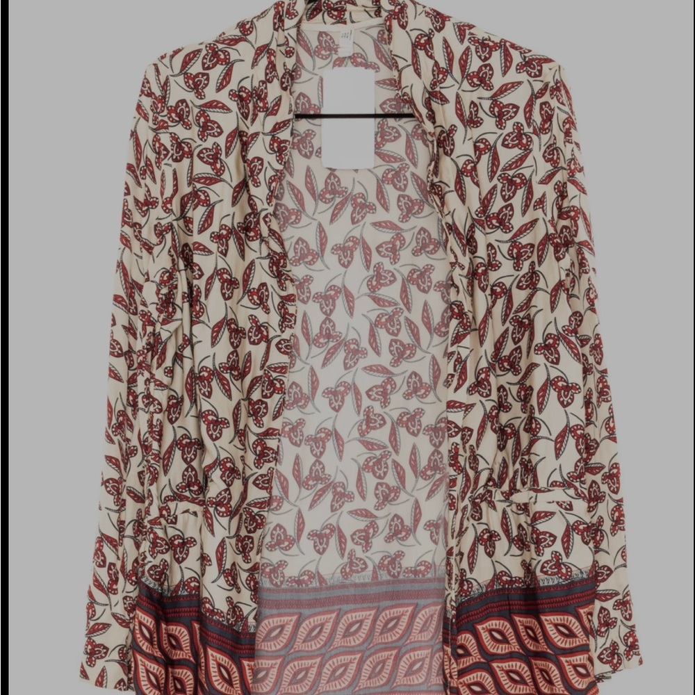 Mango Red and Cream Floral Kimono